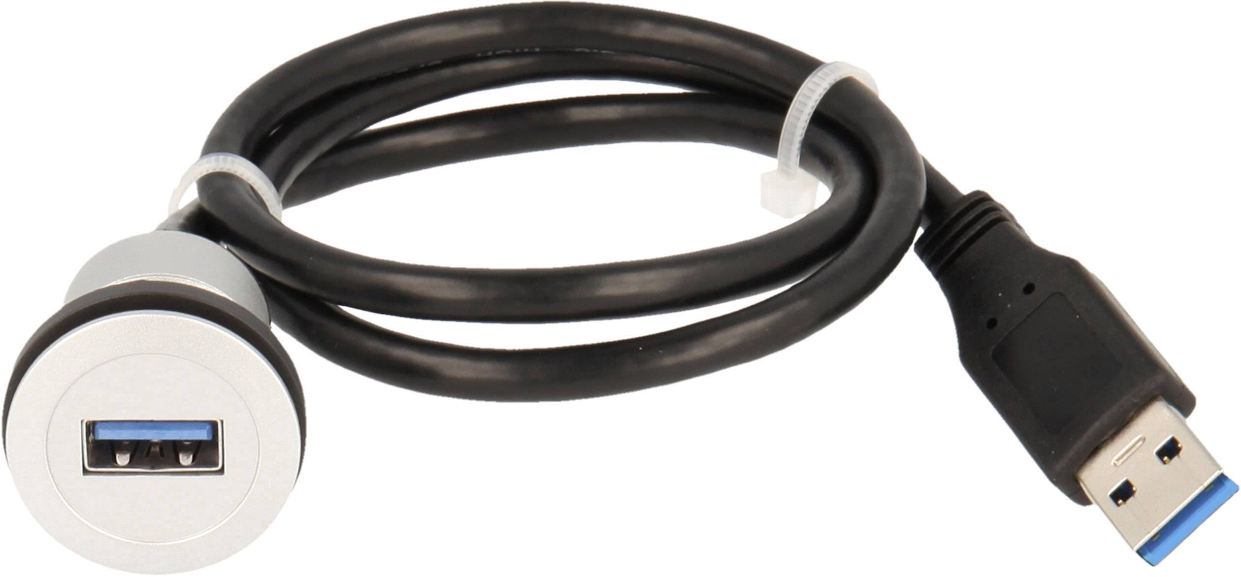Georg Schlegel USB3.0-Buchse A/A, mit Kabel silberfarben twin rund, RONTRON-R-JUWEL Buchse/Kabel-SteckerBauform Seite