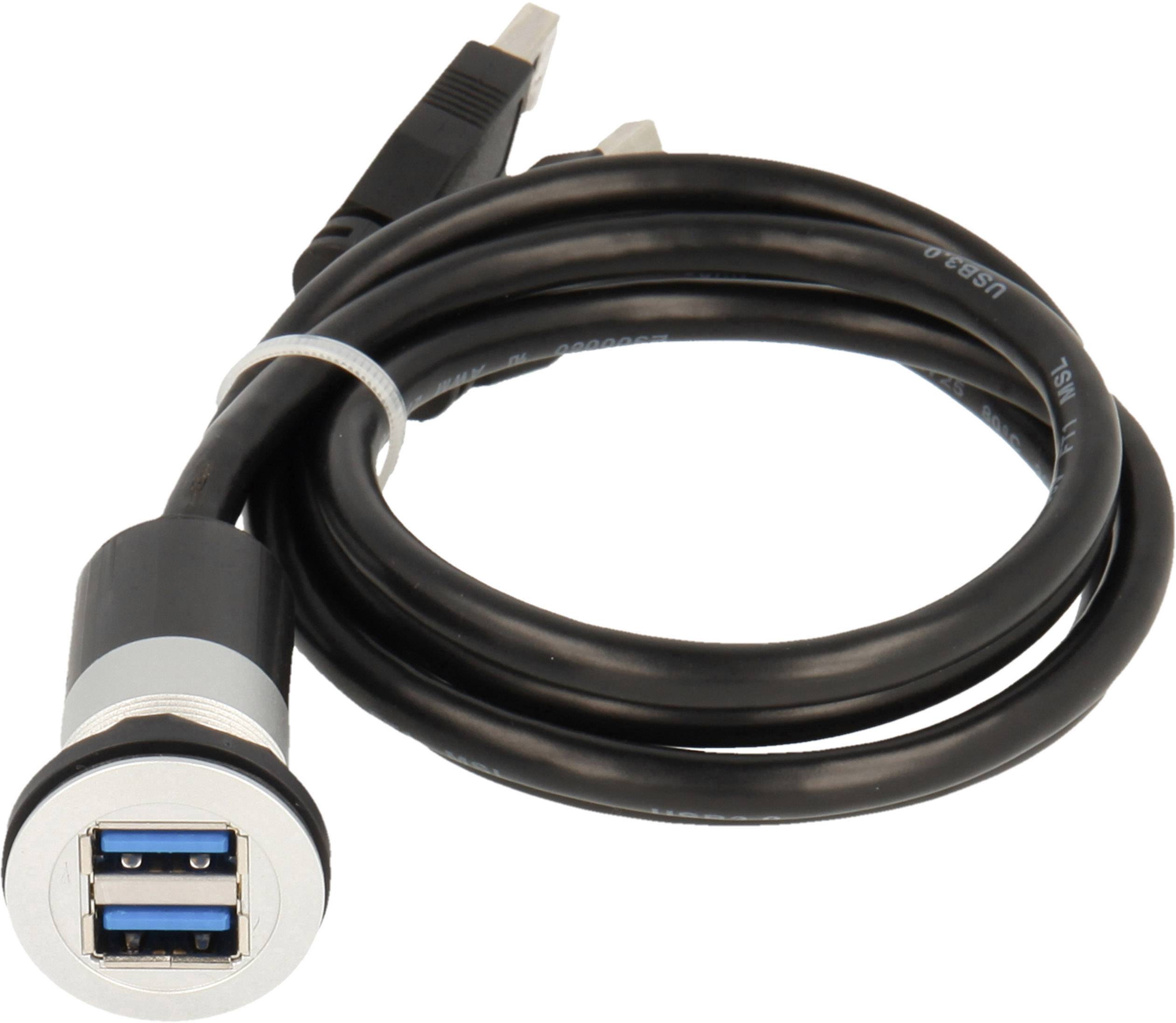 Georg Schlegel 2x USB3.0-Buchse A/A, mit Kabel schwarz rund, RONTRON-R-JUWEL Bauform Seite 1: 2xUSB 3.0 Buchse Typ A -