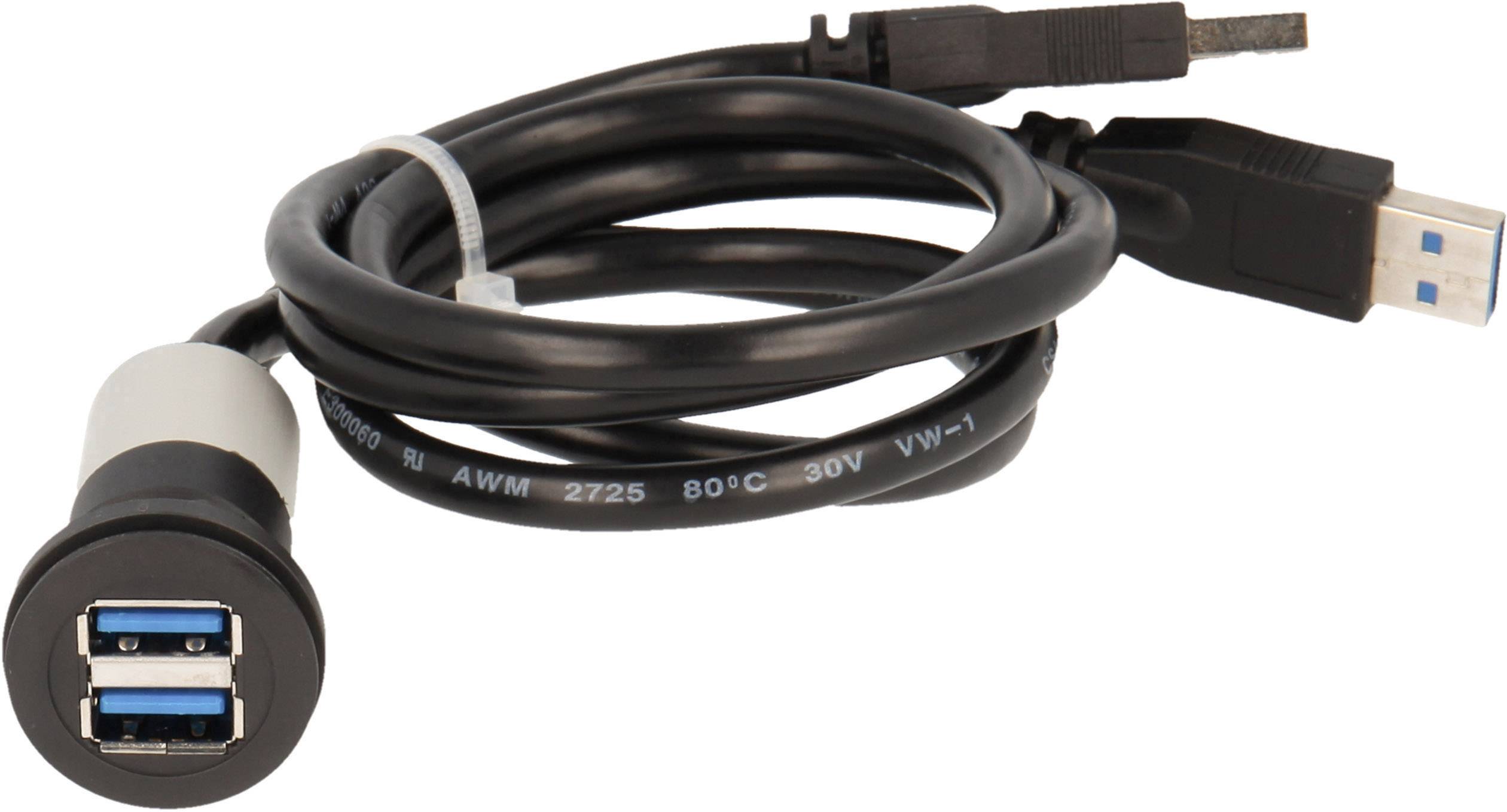 Georg Schlegel 2x USB3.0-Buchse A/A, mit Kabel schwarz rund, RONTRON-R-JUWEL Bauform Seite 1: 2xUSB 3.0 Buchse Typ A -