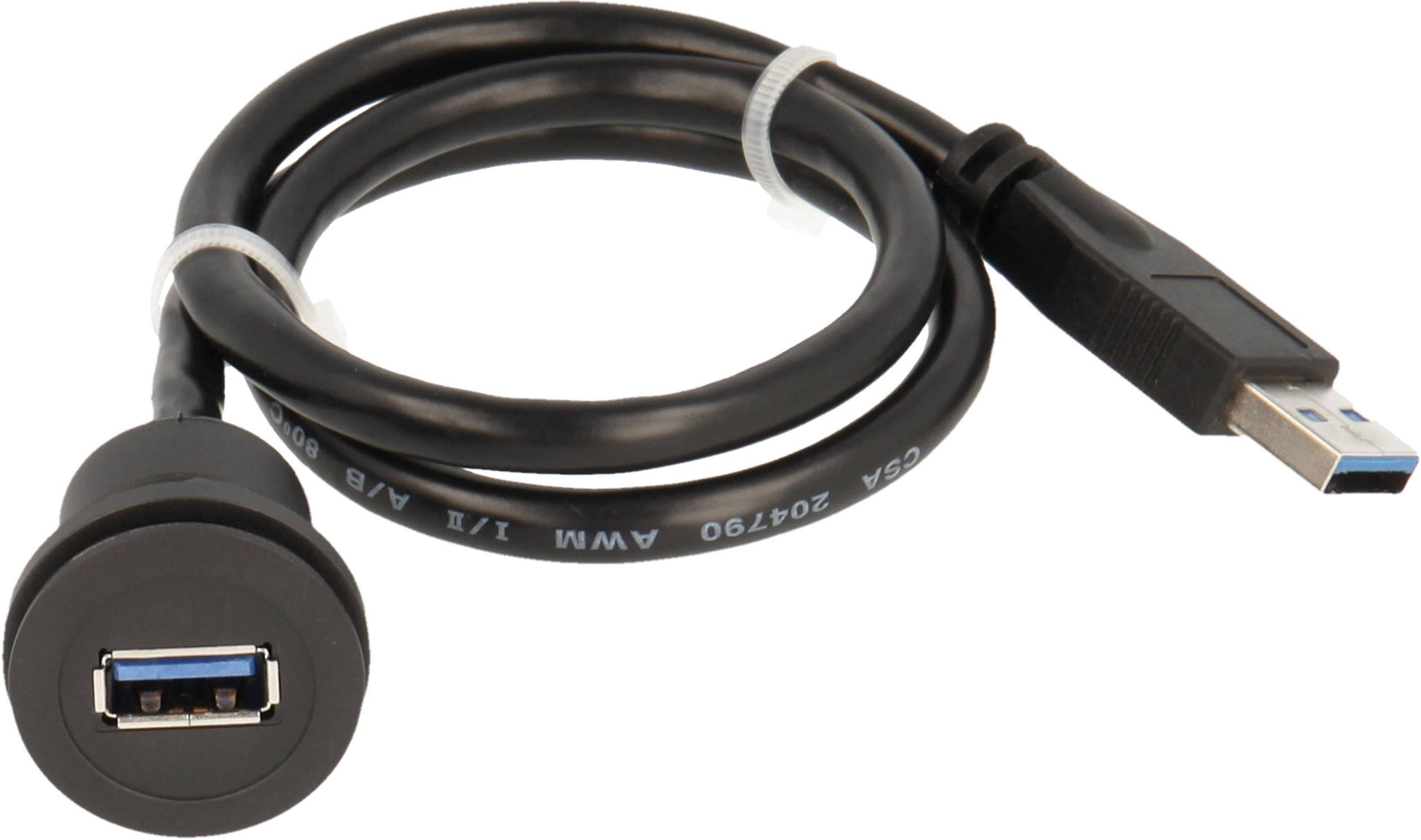 Georg Schlegel USB3.0-Buchse A/A, mit Kabel schwarz rund, RONTRON-R-JUWEL Bauform Seite 1: USB 3.0 Buchse Typ A - 1