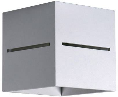 Metallischer, quadratischer Lampenschirm mit schmalen Schlitzen, die einen minimalistischen und modernen Stil betonen.