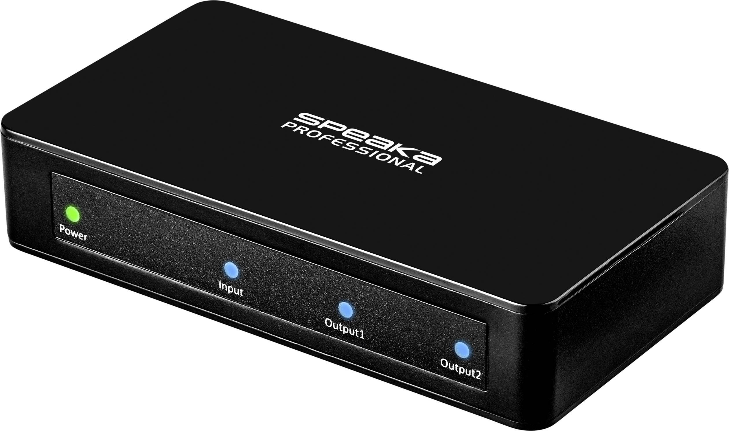 SpeaKa Professional HSP460-12 2 Port HDMI-Splitter Ultra HD-fähig 3840 x 2160 Pixel Schwarz