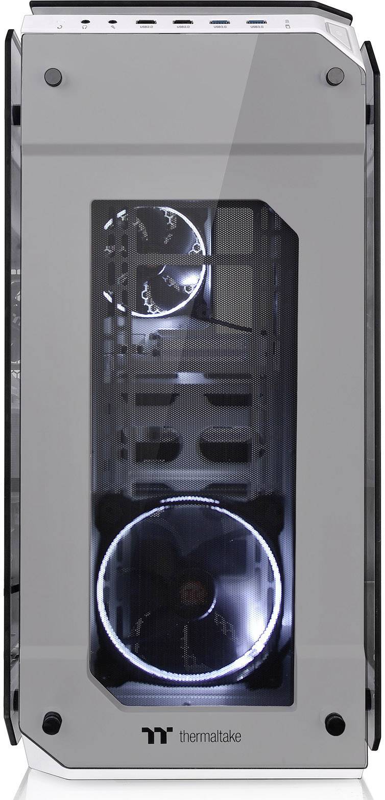 Thermaltake View 71 Tempered Glass Full Tower PC-Gehäuse Weiß 2 Vorinstallierte LED Lüfter, LCS Kompatibel, Seitenfenster