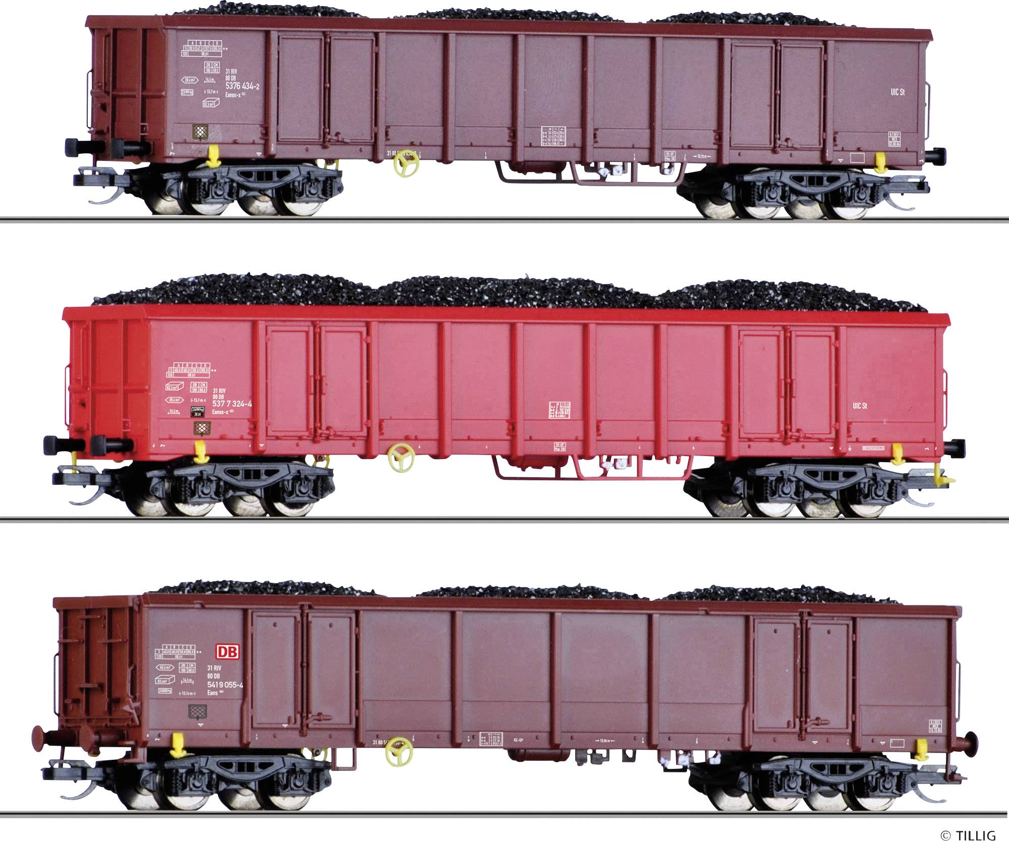 Tillig TT 01794 TT 3er-Set Offener Güterwagen der DB AG