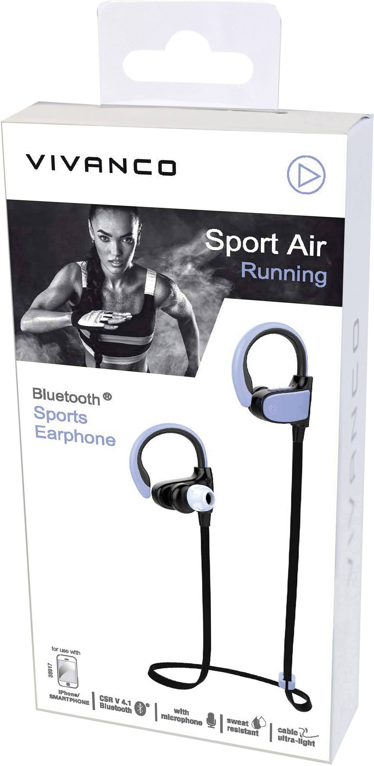 Vivanco SPORT AIR RUNNING Bluetooth® Sport In Ear Stereo-Headset Schweißresistent, mit Bluetooth® Basisstation Schwarz, Blau