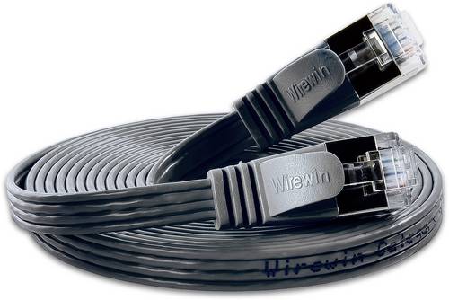 Slim Wirewin RJ45 Netzwerk Anschlusskabel CAT 6 U/FTP 1.00m Schwarz flach