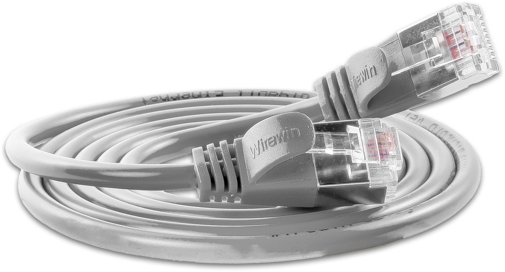 Slim Wirewin PKW-LIGHT-STP-K6 1.0 RJ45 Netzwerkkabel, Patchkabel CAT 6 U/FTP 1.00m Grau 1St.