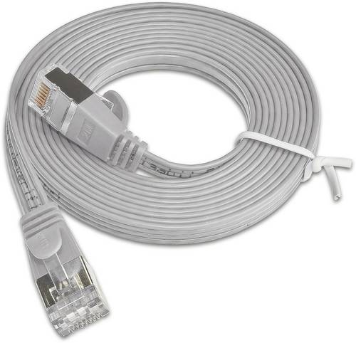Slim Wirewin RJ45 Netzwerkkabel, Patchkabel CAT 6 U/FTP 0.50m Grau flach