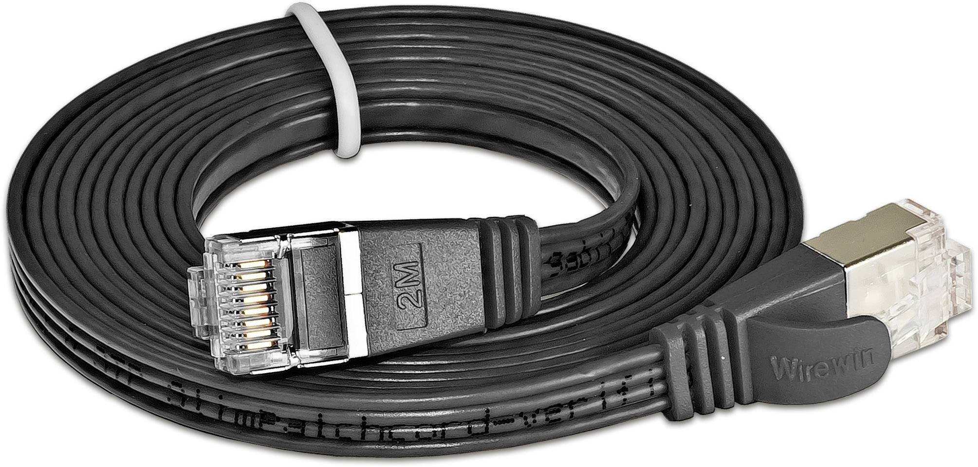 Slim Wirewin PKW-STP-SLIM-KAT6 3.0 SW RJ45 Netzwerkkabel, Patchkabel CAT 6 U/FTP 3.00 m Schwarz flach 1 St.