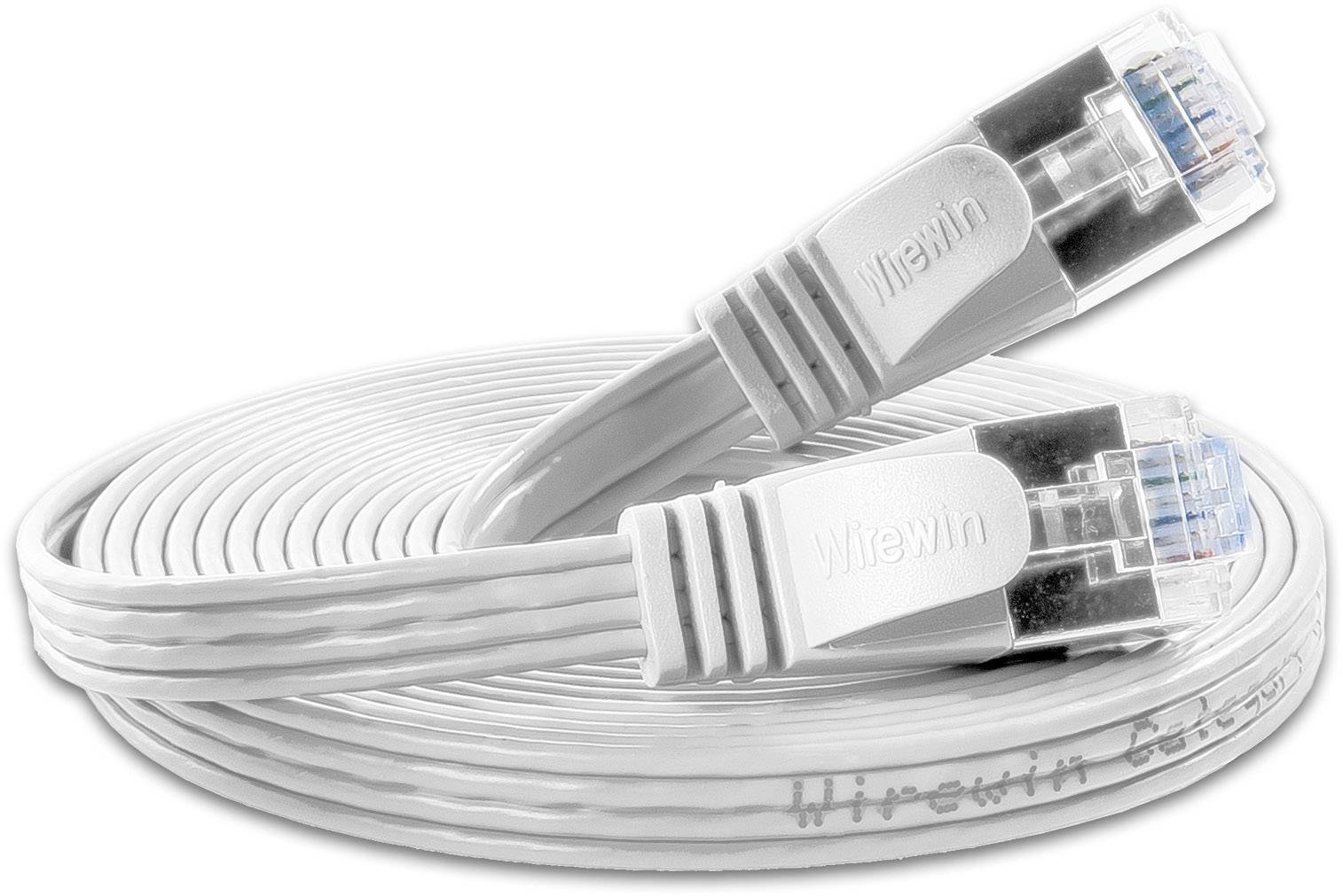 Slim Wirewin PKW-STP-SLIM-KAT6 3.0 WS RJ45 Netzwerkkabel, Patchkabel CAT 6 U/FTP 3.00m Weiß flach 1St.