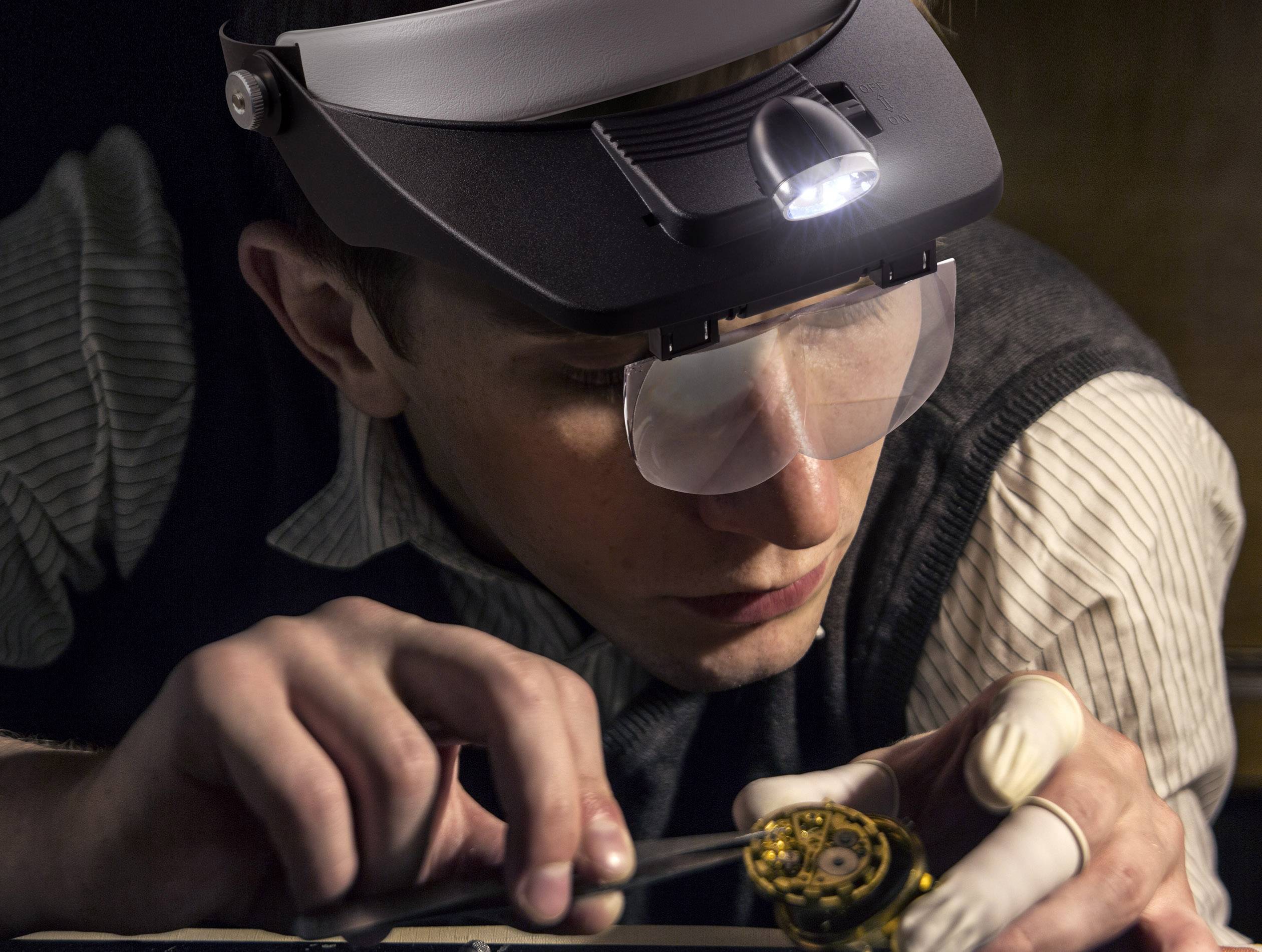 TOOLCRAFT TO-5137803 Kopflupe mit LED-Beleuchtung Vergrößerungsfaktor: 1.2 x, 1.8 x, 2.5 x, 3.5 x Linsengröße: (L x B) 102mm