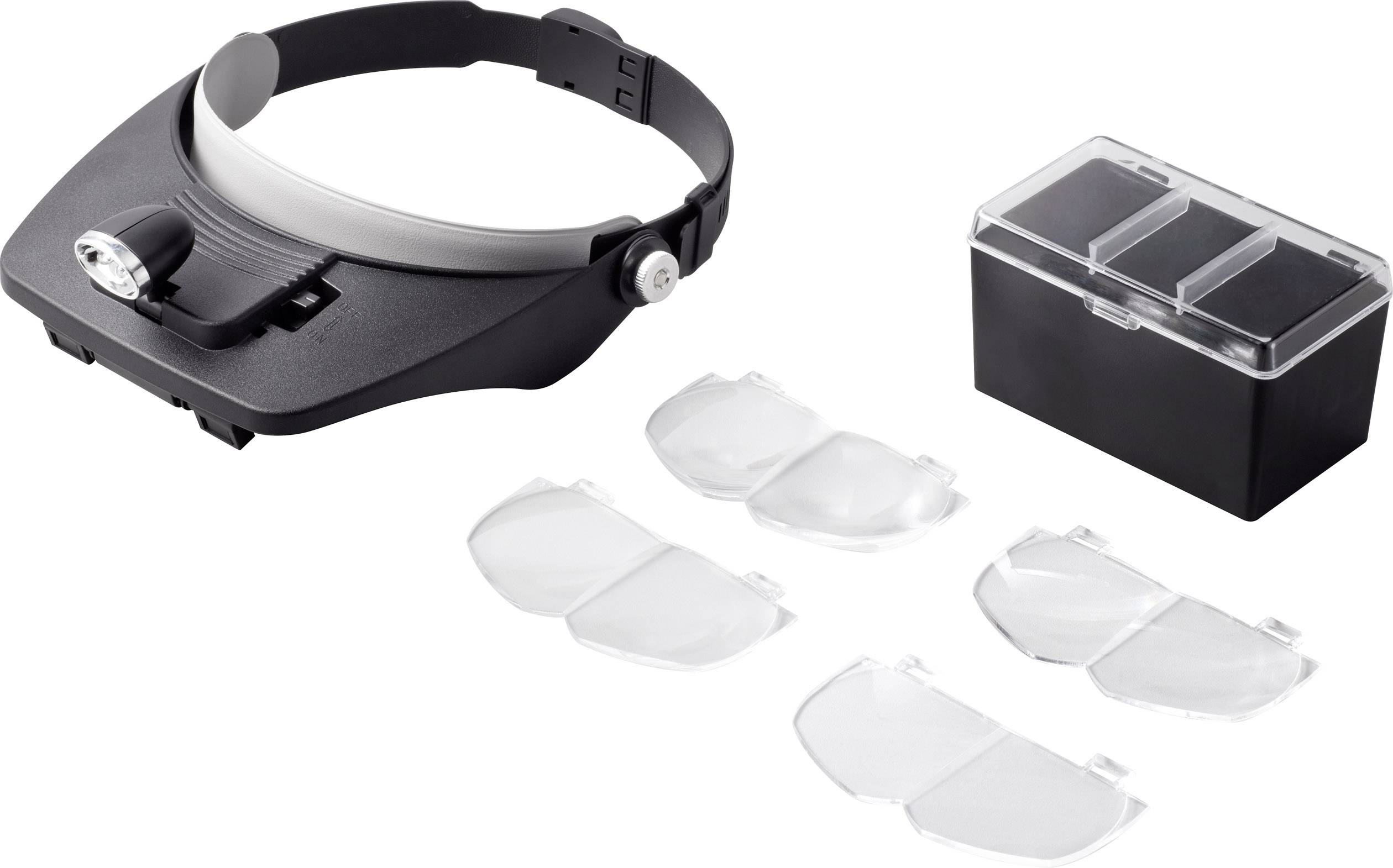 TOOLCRAFT TO-5137803 Kopflupe mit LED-Beleuchtung Vergrößerungsfaktor: 1.2 x, 1.8 x, 2.5 x, 3.5 x Linsengröße: (L x B) 102mm