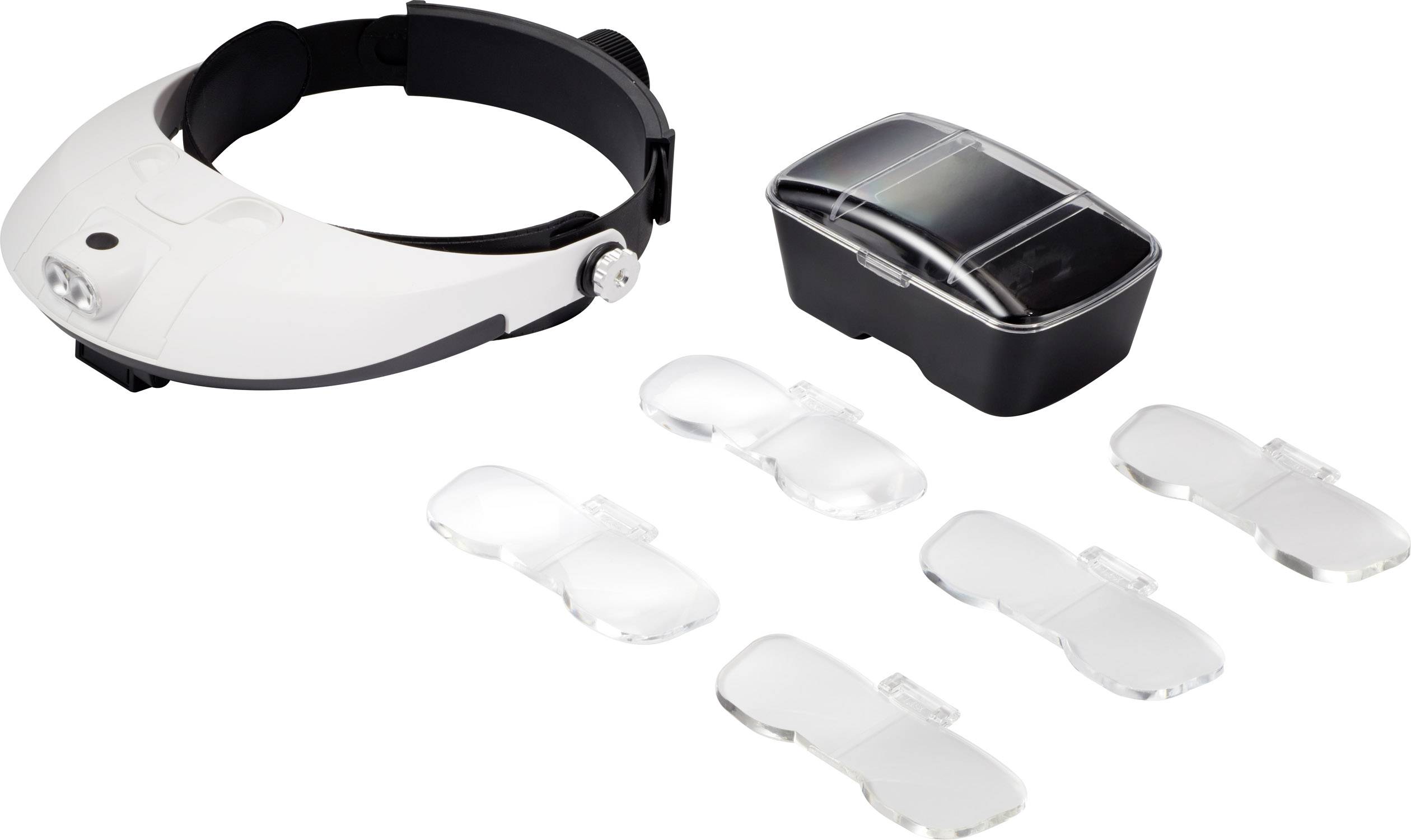 TOOLCRAFT TO-5137806 Kopflupe mit LED-Beleuchtung Vergrößerungsfaktor: 1.0 x, 1.5 x, 2.0 x, 2.5 x, 3.5 x Linsengröße: (L x B)