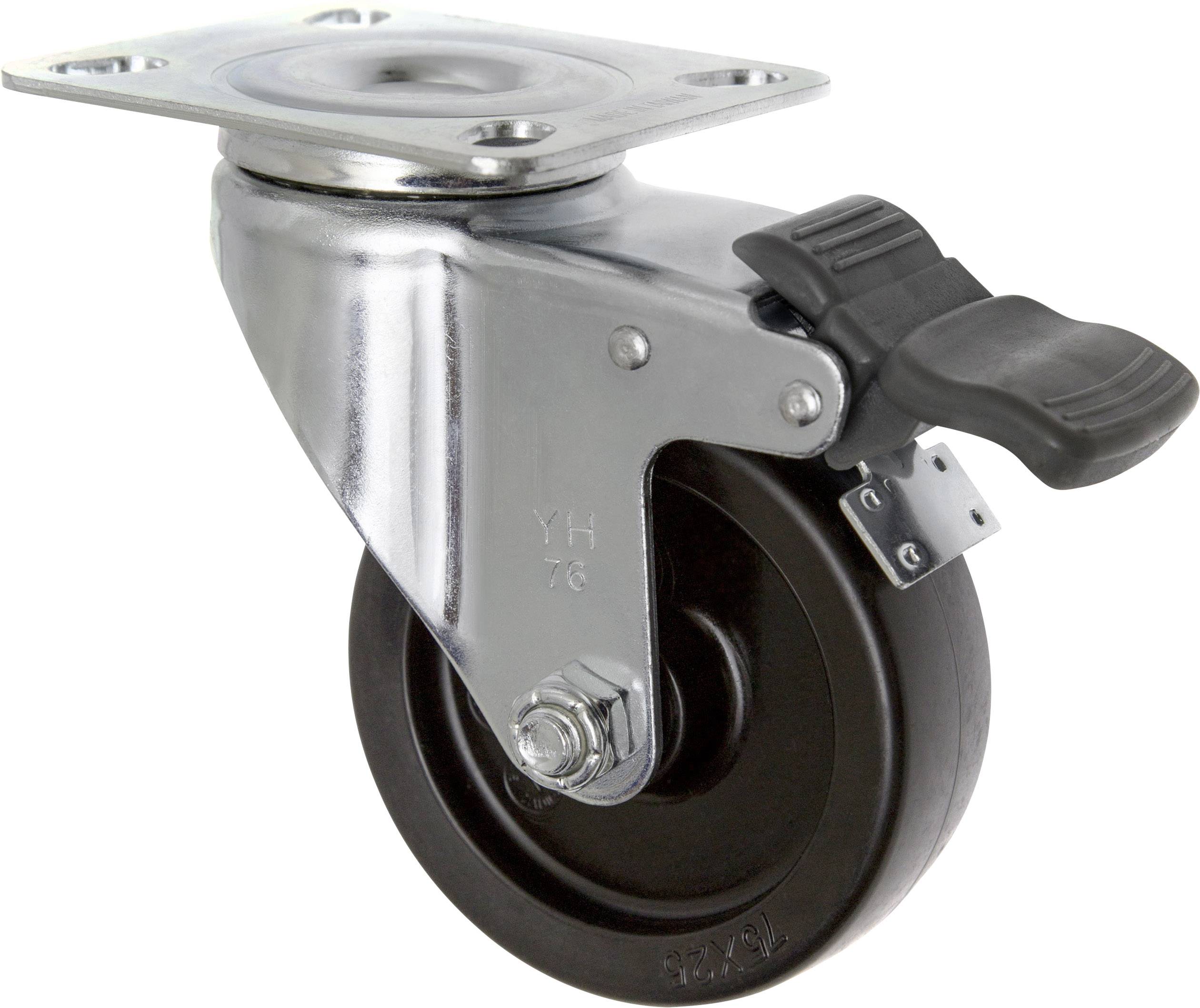 TOOLCRAFT TO-5137905 Lenkrolle mit Feststellbremse und Anschraubplatte 75mm Polypropylen Tragfähigkeit (max.): 70kg