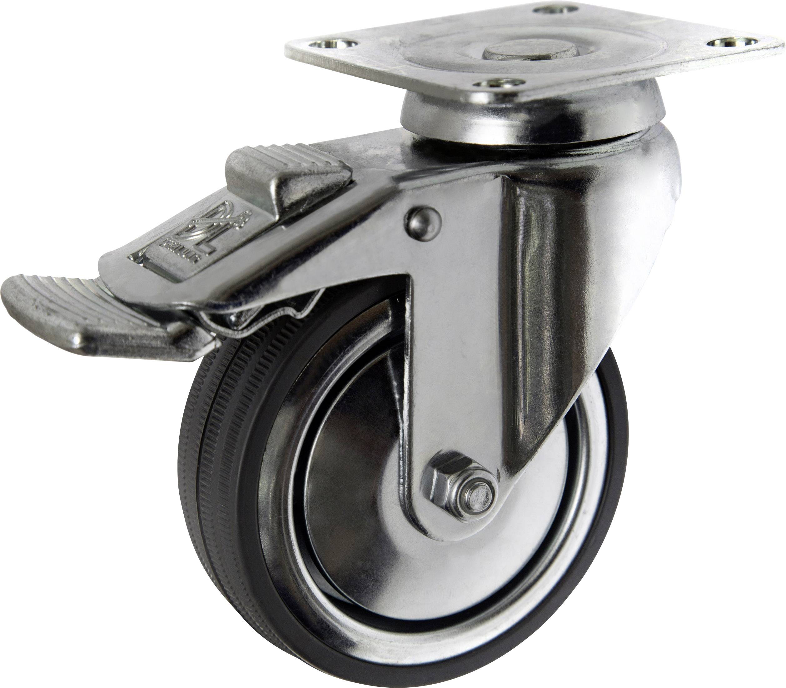 TOOLCRAFT TO-5137914 Lenkrolle mit Feststellbremse und Anschraubplatte 80mm Gummi Tragfähigkeit (max.): 70kg