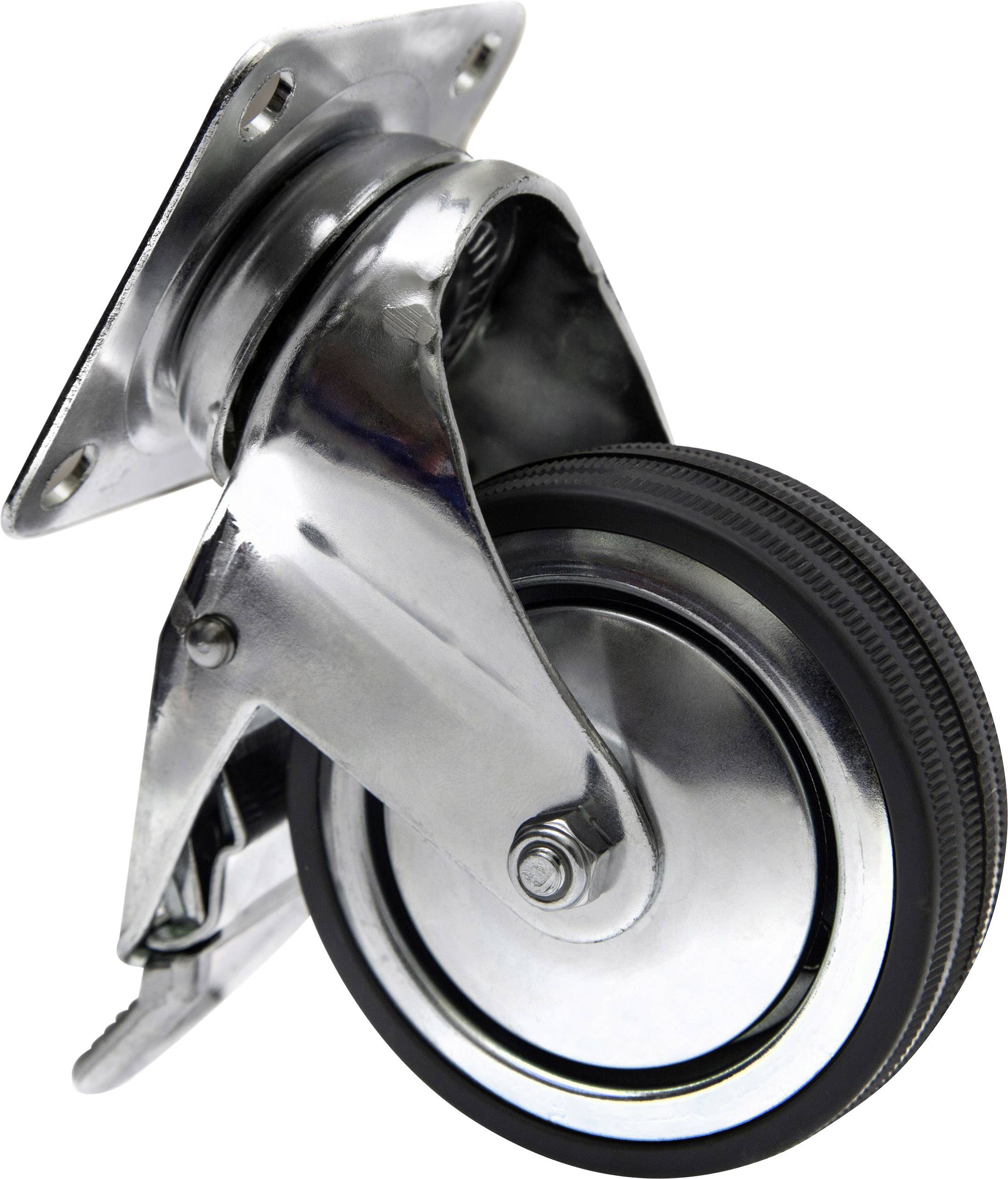 TOOLCRAFT TO-5137914 Lenkrolle mit Feststellbremse und Anschraubplatte 80mm Gummi Tragfähigkeit (max.): 70kg