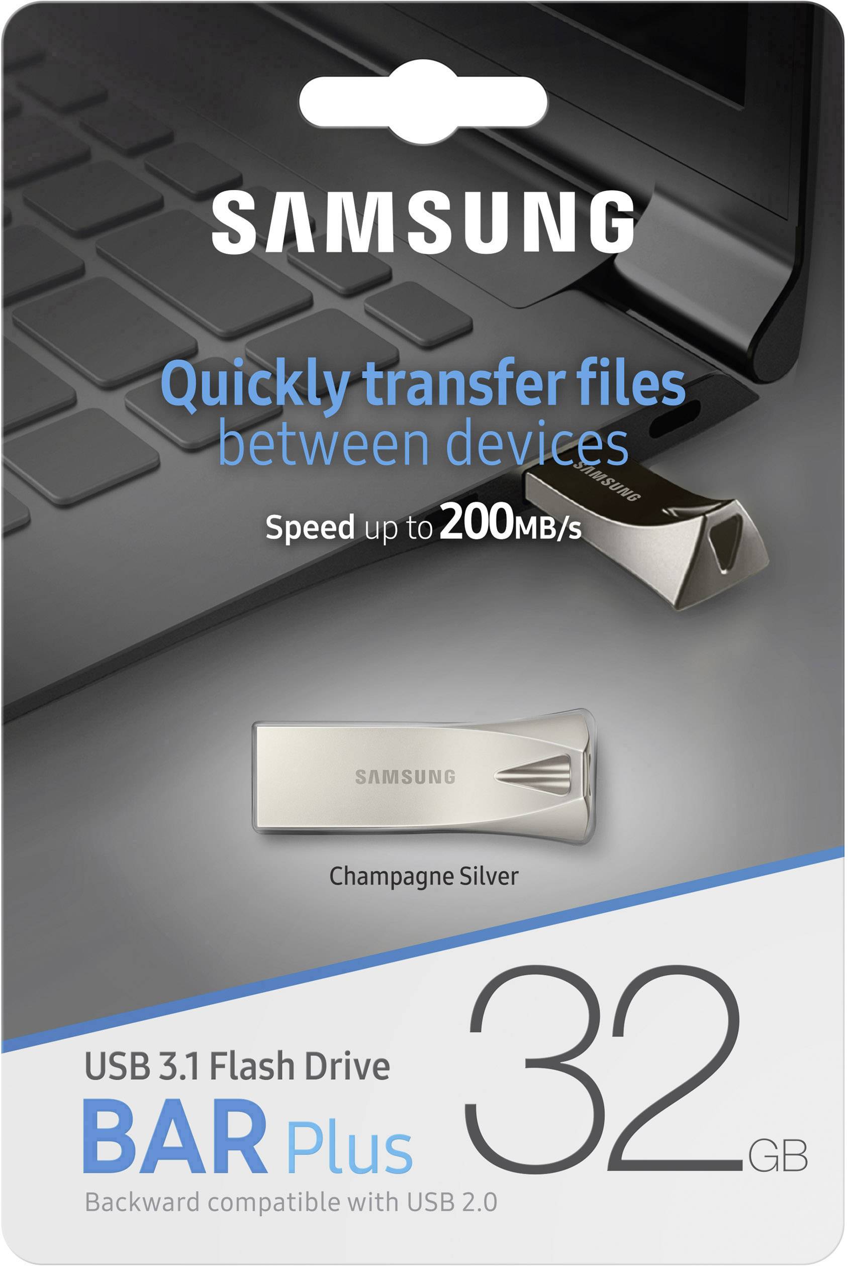 Samsung BAR Plus USB-Stick 32 GB Silber MUF-32BE3/EU USB-A (USB 3.2 Gen 2)