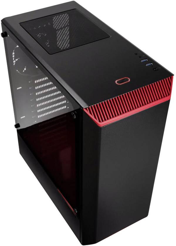 Phanteks Eclipse P300 Midi-Tower PC-Gehäuse Schwarz, Rot 1 vorinstallierter Lüfter, Seitenfenster