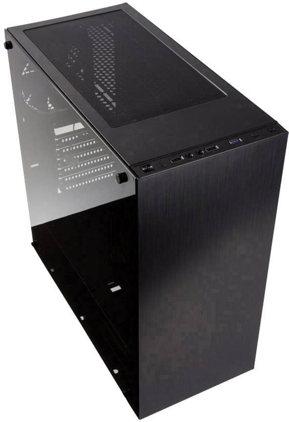 Kolink Stronghold Midi-Tower PC-Gehäuse Schwarz 2 vorinstallierte Lüfter, Seitenfenster, Staubfilte