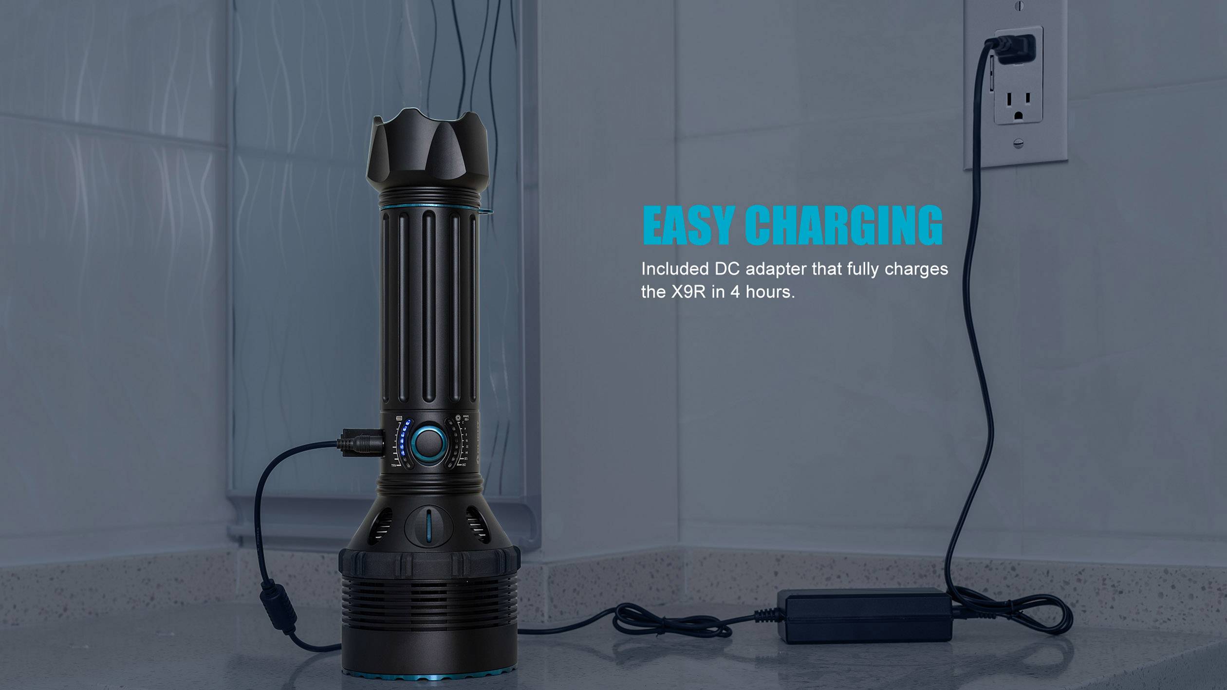 OLight X9R Marauder LED Taschenlampe Große Reichweite, verstellbar, mit Koffer akkubetrieben 6400lm 27h 1855g