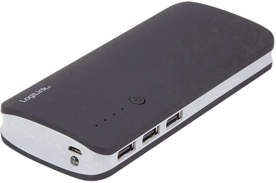 LogiLink Mobile-Power 10000 Powerbank 10000 mAh Li-Ion Schwarz, Grau
