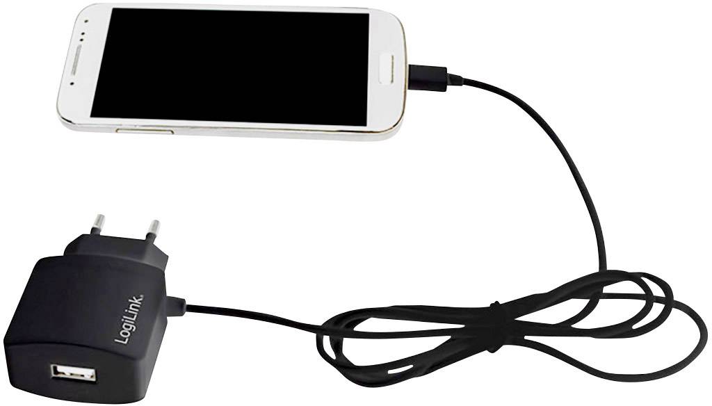 LogiLink Power Adapter Micro USB Ladegerät 10 W USB, Micro-USB-Stecker Schwarz Steckdose