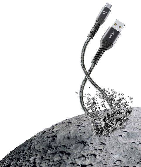 Cellularline USB 3.2 Gen 1 (USB 3.0) Anschlusskabel [1x USB 2.0 Stecker A - 1x USB-C™ Stecker] 1.20 m Schwarz Kordel-Ummantelung
