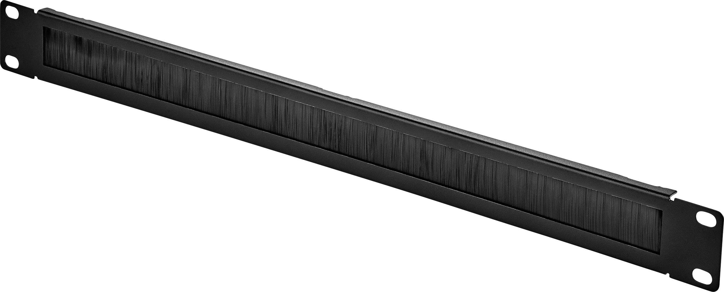 Ein 19-Zoll-Rack-Patchpanel mit Bürstenleiste zur Kabeldurchführung für eine saubere und organisierte Serververkabelung.