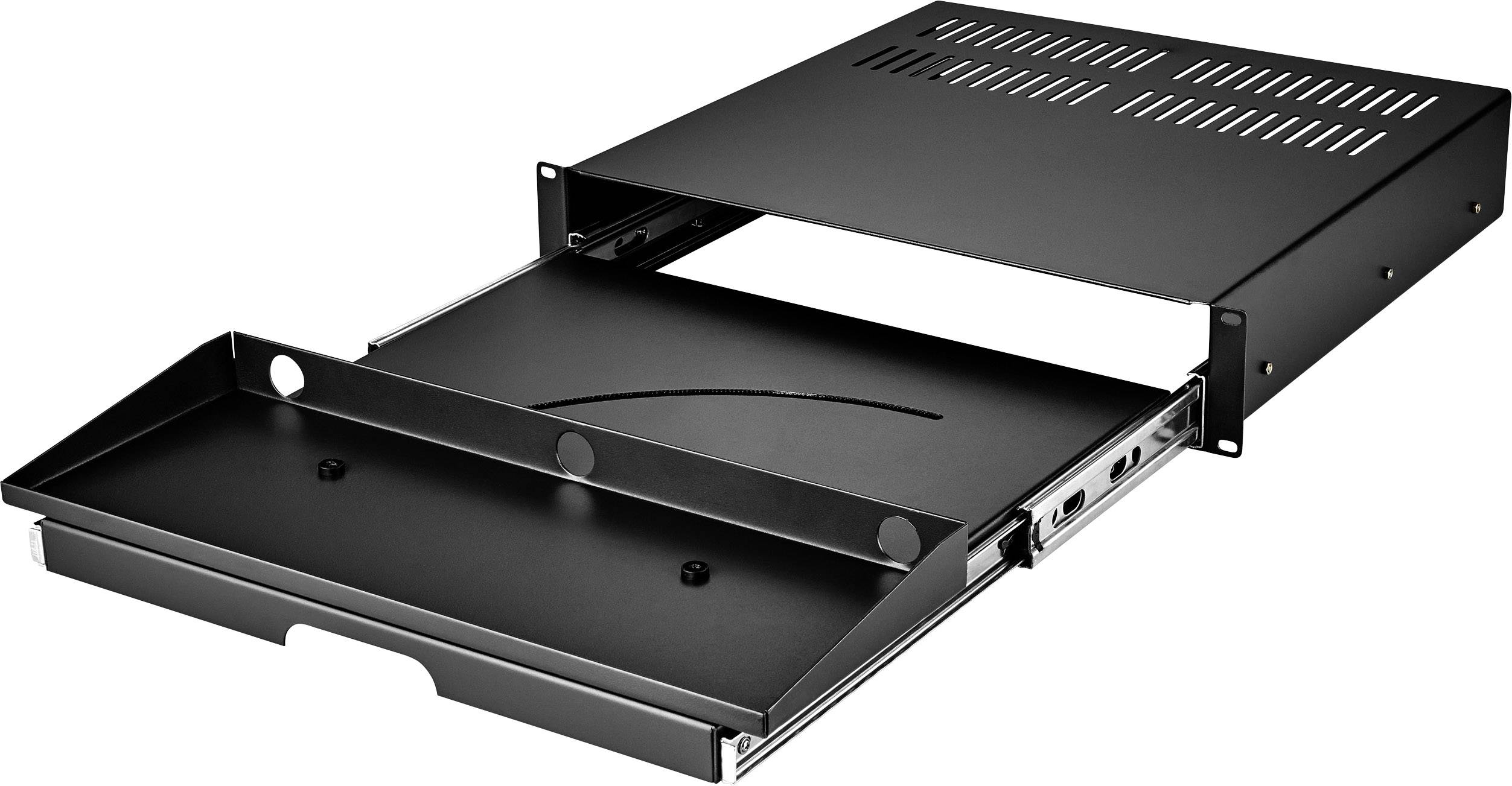 Renkforce RF-3429156 19 Zoll Netzwerkschrank-Schublade 2 HE Ausziehbar Geeignet für Schranktiefe: ab 500mm Schwarz