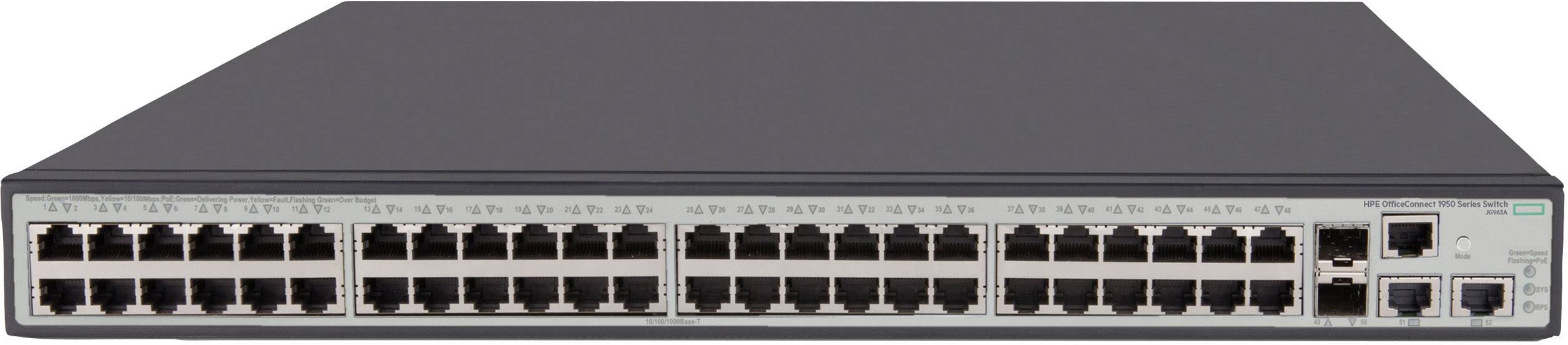 Hewlett Packard Enterprise JG963A#ABB Switch / HP 1950-48G-2SFP+-2XGT-PoE+ Swi Netzwerk Switch PoE-Funktion
