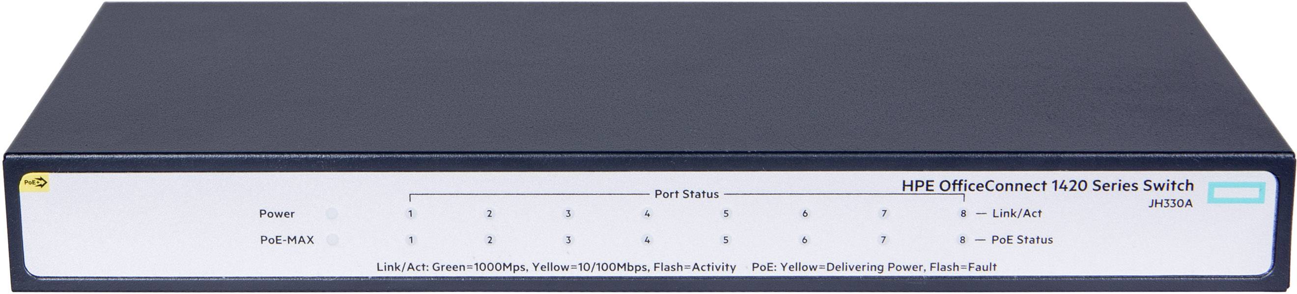 Hewlett Packard Enterprise JH330A#ABB HPE OfficeConnect 1420 8G PoE+ - Switch Netzwerk Switch PoE-Funktion