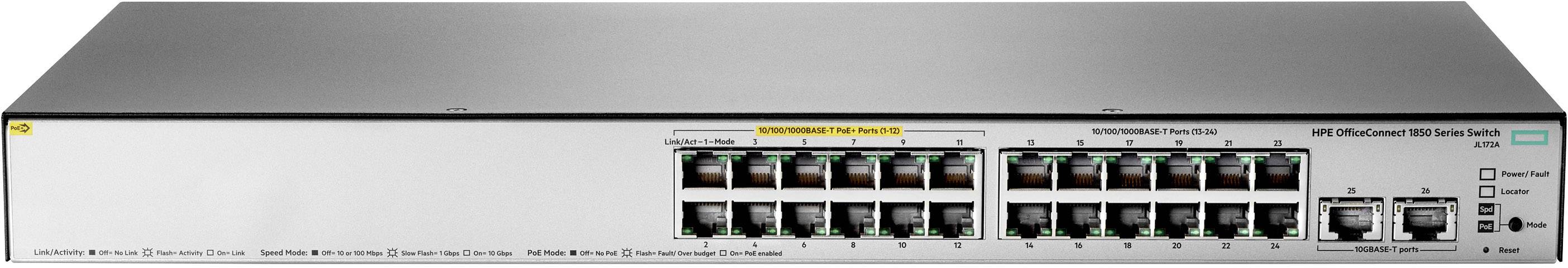 Hewlett Packard Enterprise JL172A#ABB HPE OfficeConnect 1850 24G 2XGT PoE+ 185 Netzwerk Switch PoE-Funktion