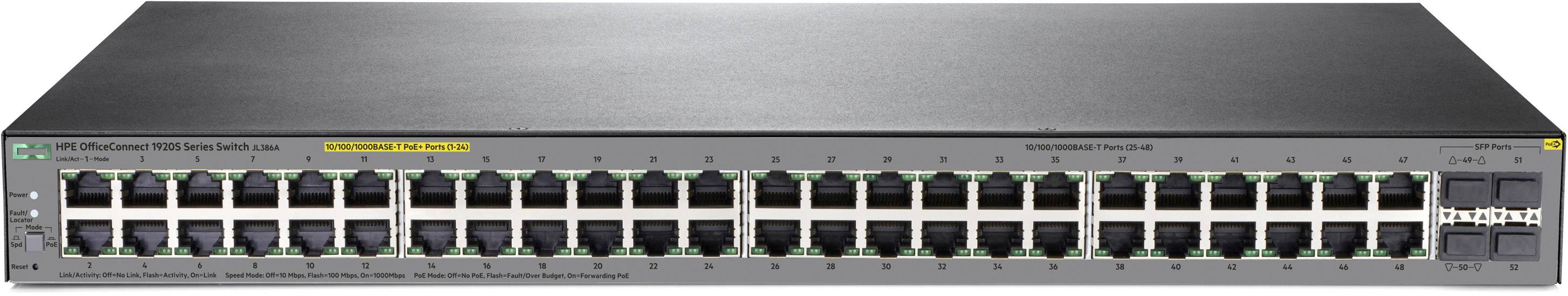 Hewlett Packard Enterprise JL386A#ABB HPE 1920S 48G 4SFP PPoE+ 370W Swch EU en Netzwerk Switch PoE-Funktion