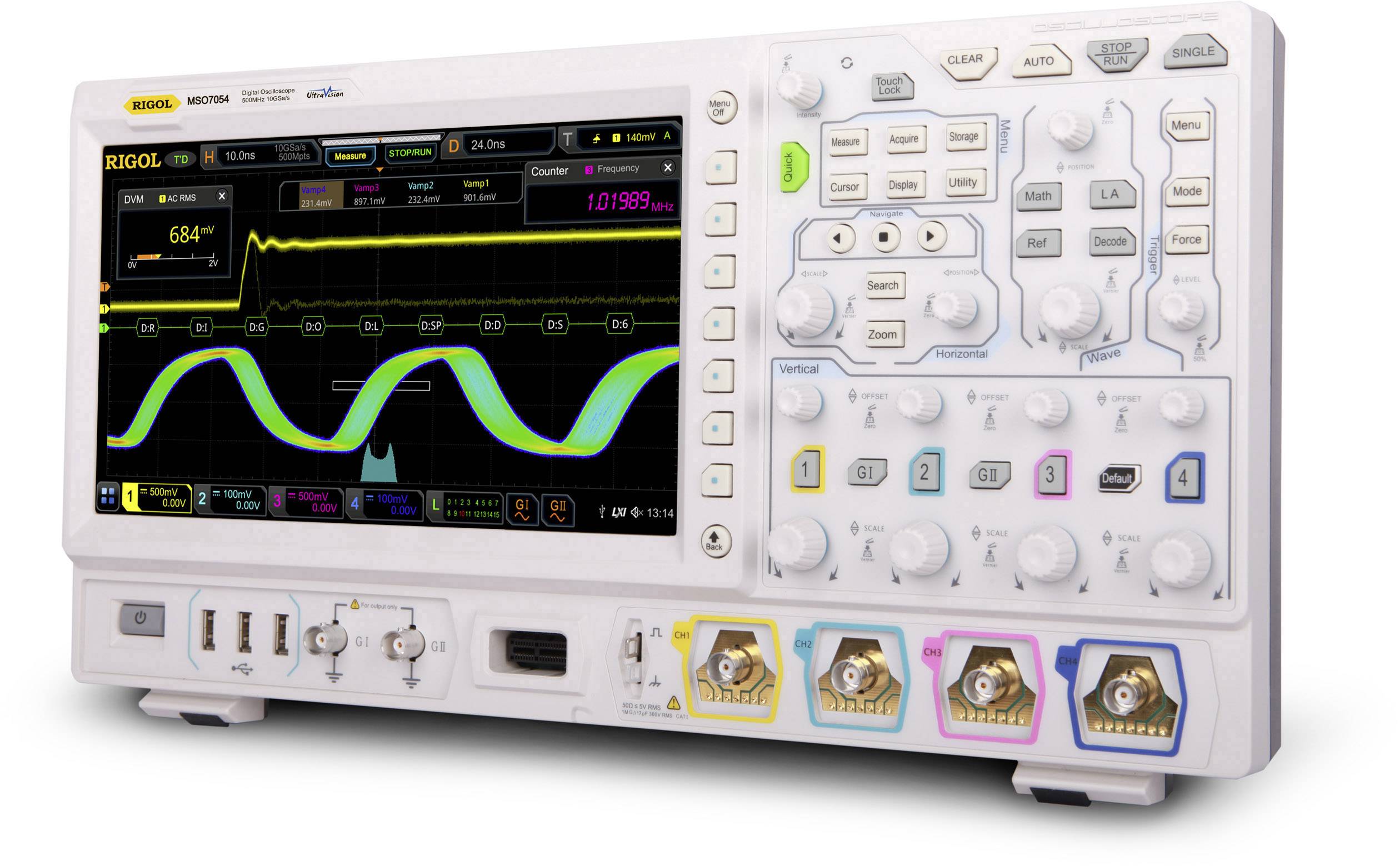 Rigol DS7014 Digital-Oszilloskop 100 MHz 10 GSa/s 500 Mpts Multimeter-Funktionen 1 St.