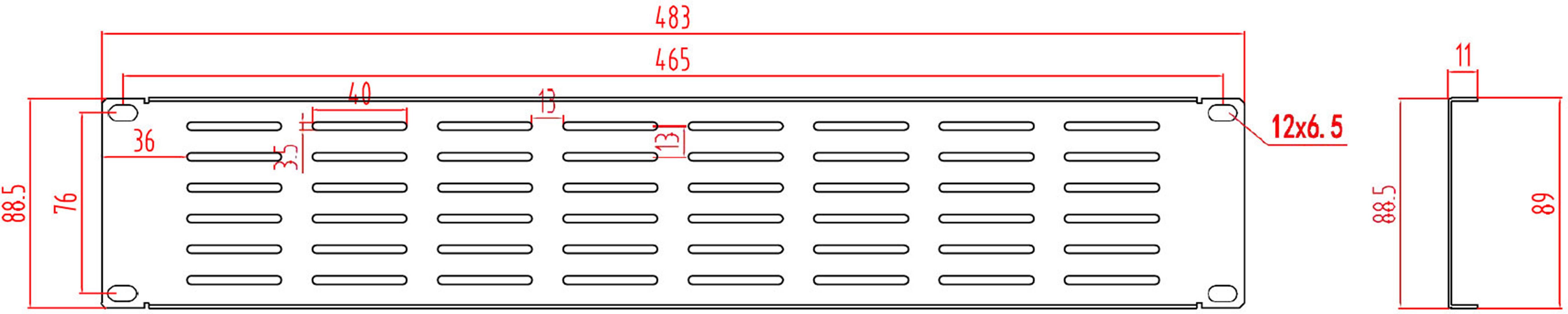 Renkforce RF-3429460 19 Zoll Netzwerkschrank-Blindabdeckung 2 HE mit Lüftungsschlitzen Dunkelgrau