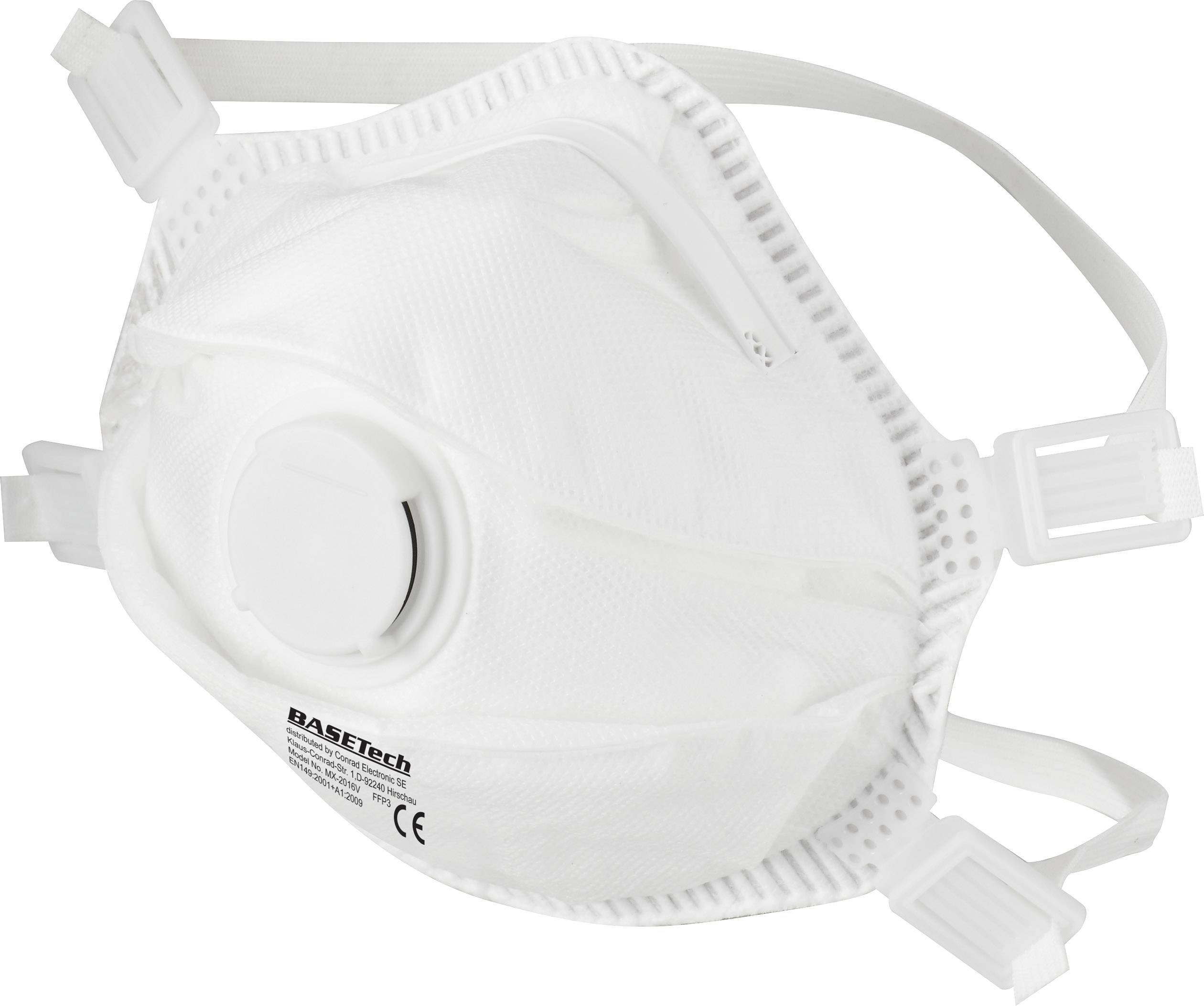 Basetech BT-1715162 Feinstaubmaske mit Ventil FFP3 10 St. DIN EN 149:2001, DIN EN 149:2009