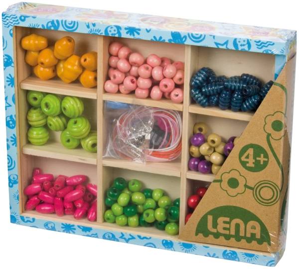 LENA Holzperlen Holzkassette, mittel 32012