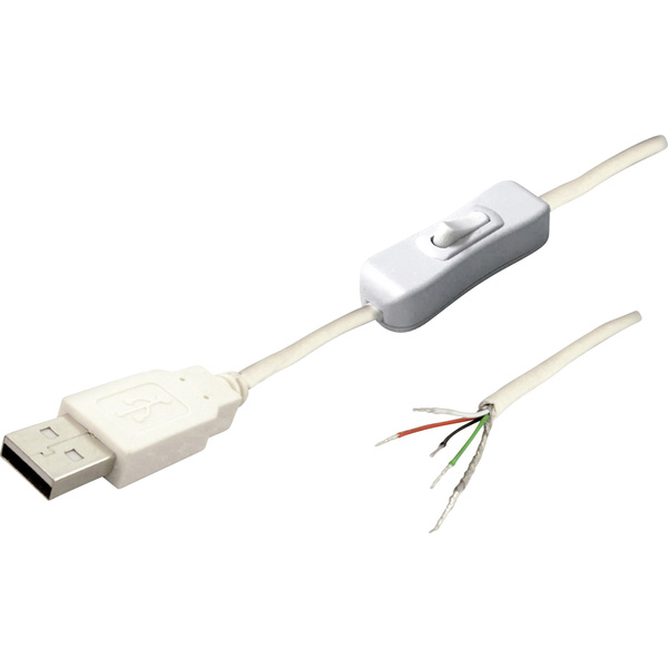 BKL Electronic USB-A 10080119 - USB Kabel 2.0 A-Stecker mit Schalter weiß Stecker, gerade 11080119