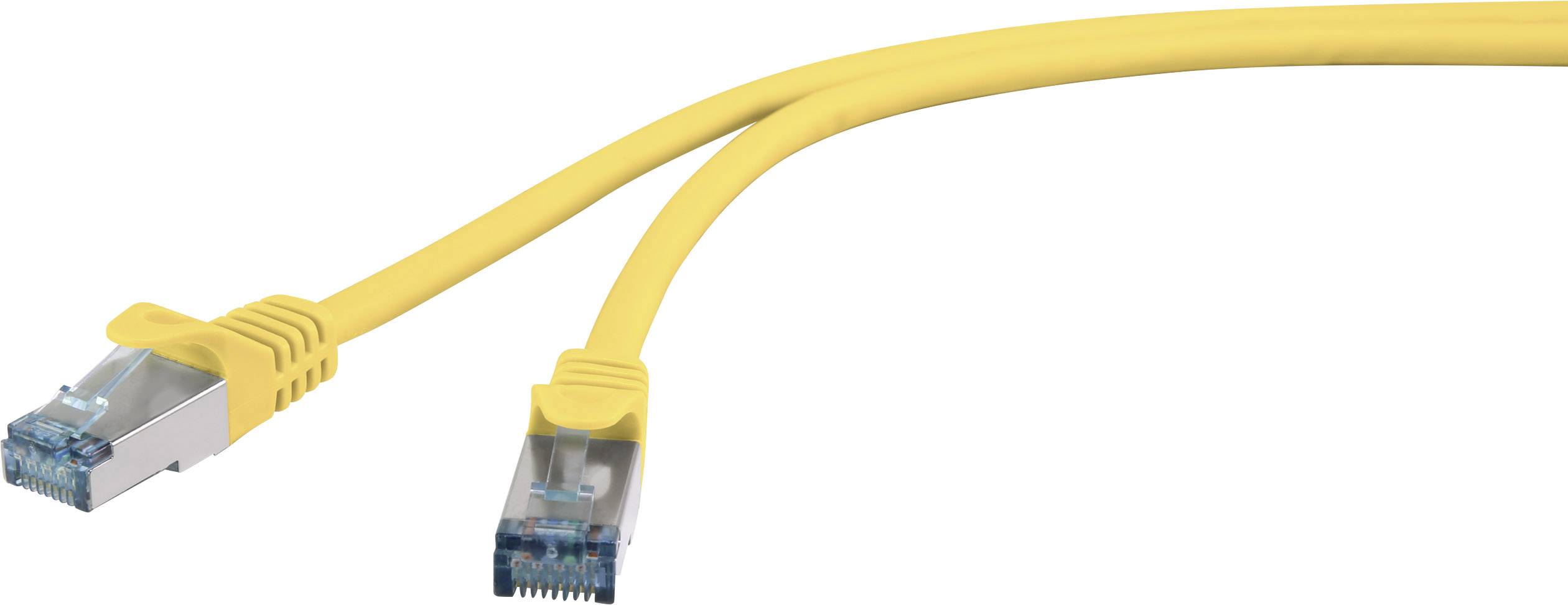Basetech BT-1914197 RJ45 Netzwerkkabel, Patchkabel CAT 6a S/FTP 5.00m Gelb mit Rastnasenschutz, Flammwidrig 1St.