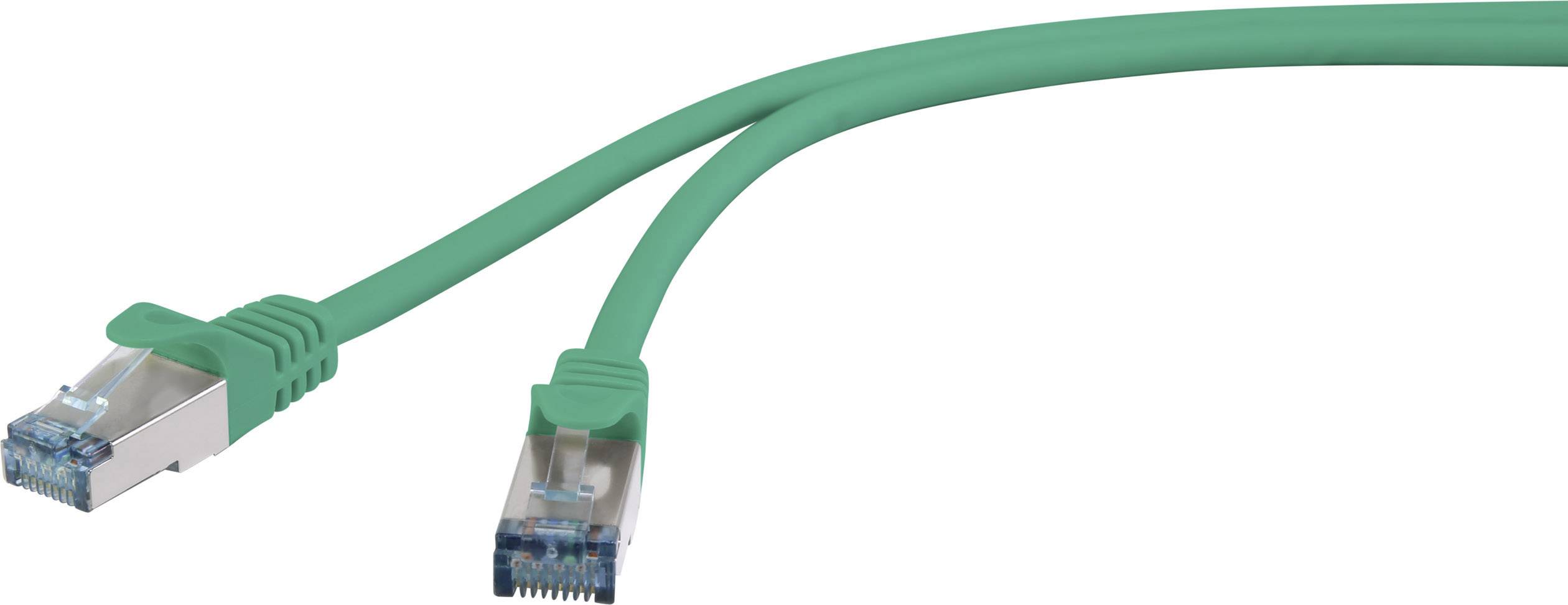 Basetech BT-1914231 RJ45 Netzwerkkabel, Patchkabel CAT 6a S/FTP 3.00m Grün mit Rastnasenschutz, Flammwidrig 1St.