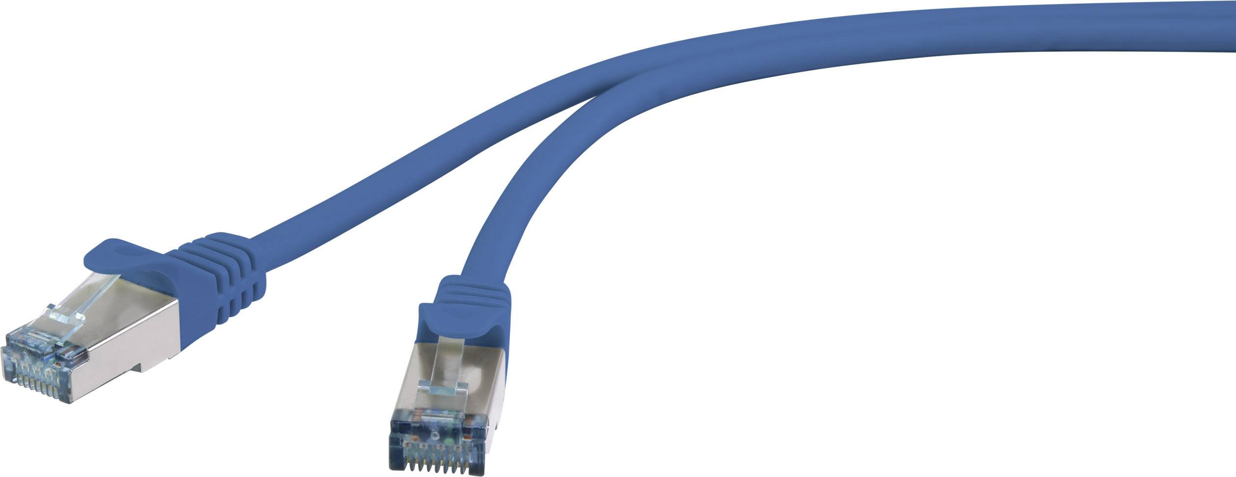 Basetech BT-1914179 RJ45 Netzwerkkabel, Patchkabel CAT 6a S/FTP 1.00m Blau mit Rastnasenschutz, Flammwidrig