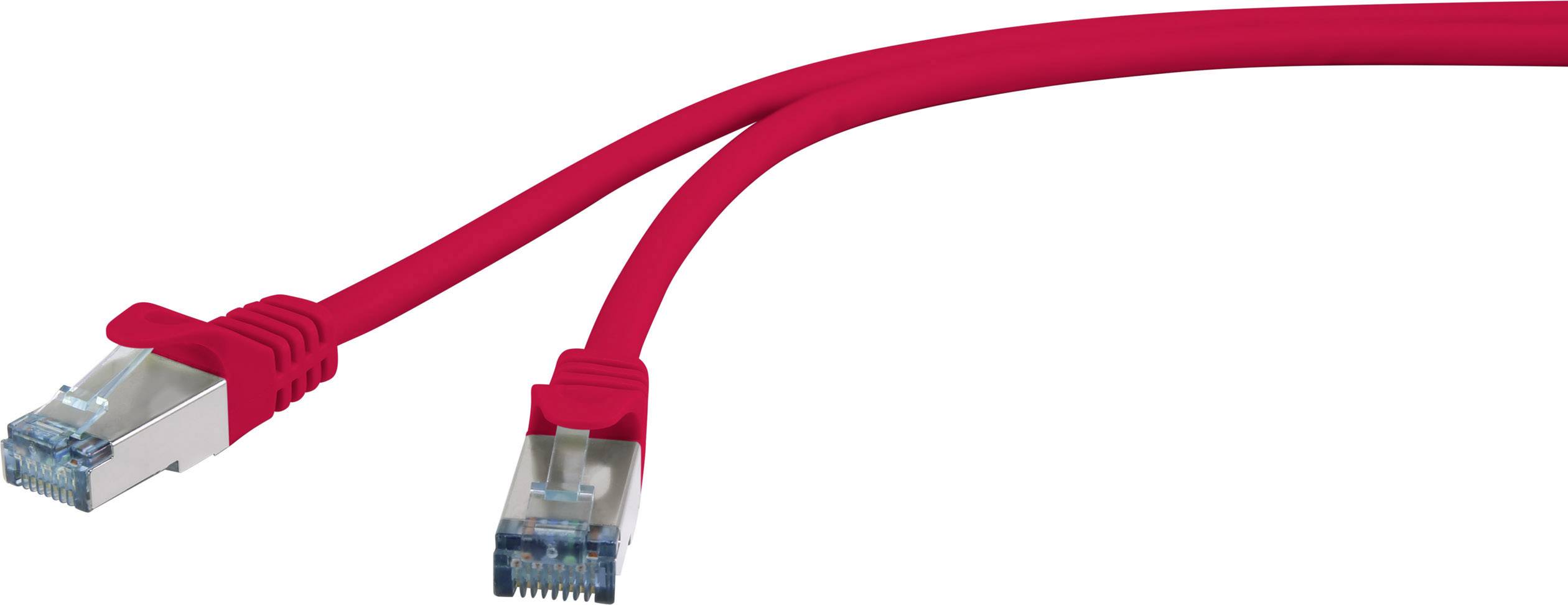 Basetech BT-1914237 RJ45 Netzwerkkabel, Patchkabel CAT 6a S/FTP 1.00m Rot mit Rastnasenschutz, Flammwidrig