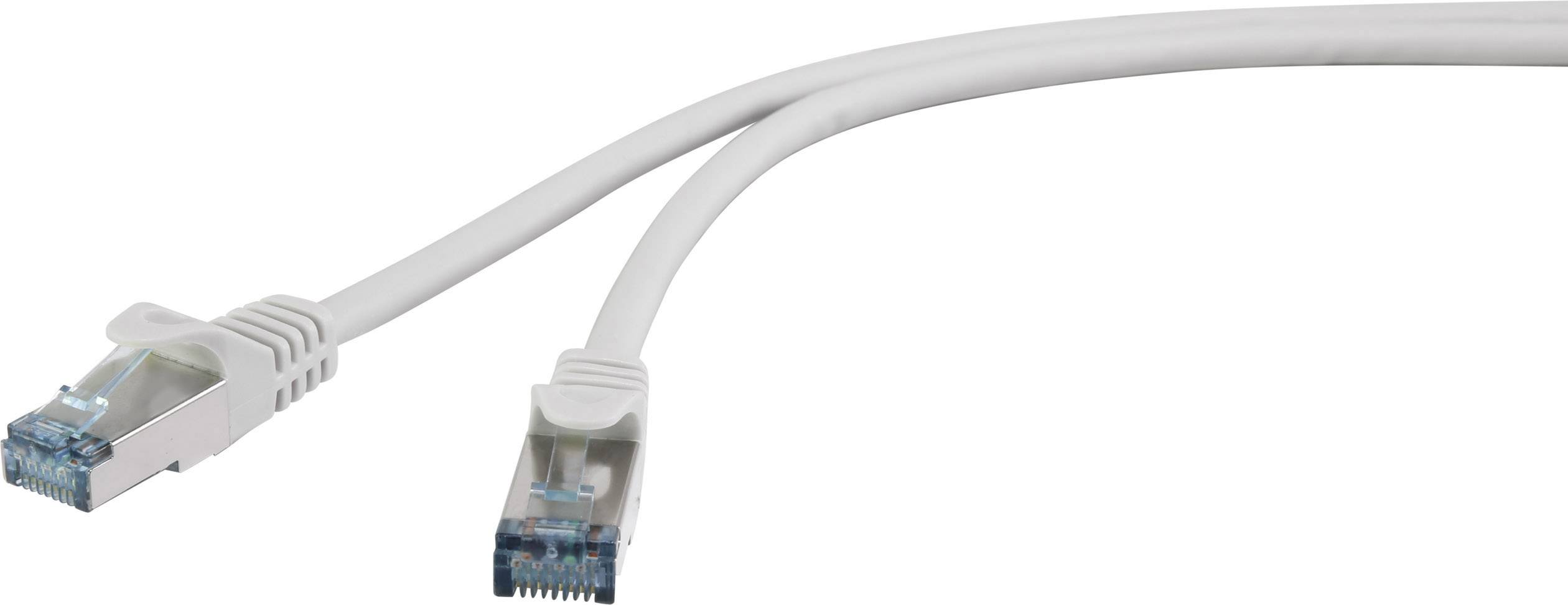 Basetech RJ45 BT-1914205 Netzwerkkabel, Patchkabel CAT 6a S/FTP 3.00m Grau mit Rastnasenschutz, Flammwidrig