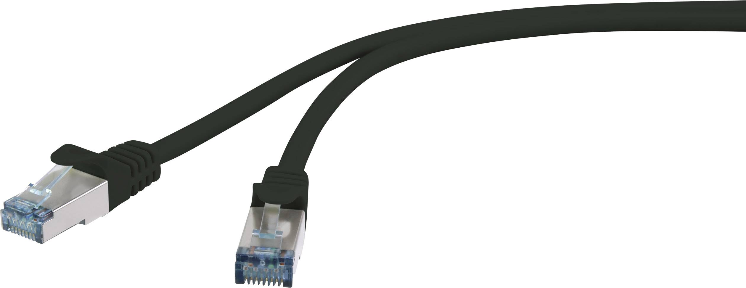 Basetech BT-1914314 RJ45 Netzwerkkabel, Patchkabel CAT 6a S/FTP 3.00m Schwarz mit Rastnasenschutz, Flammwidrig 1St.