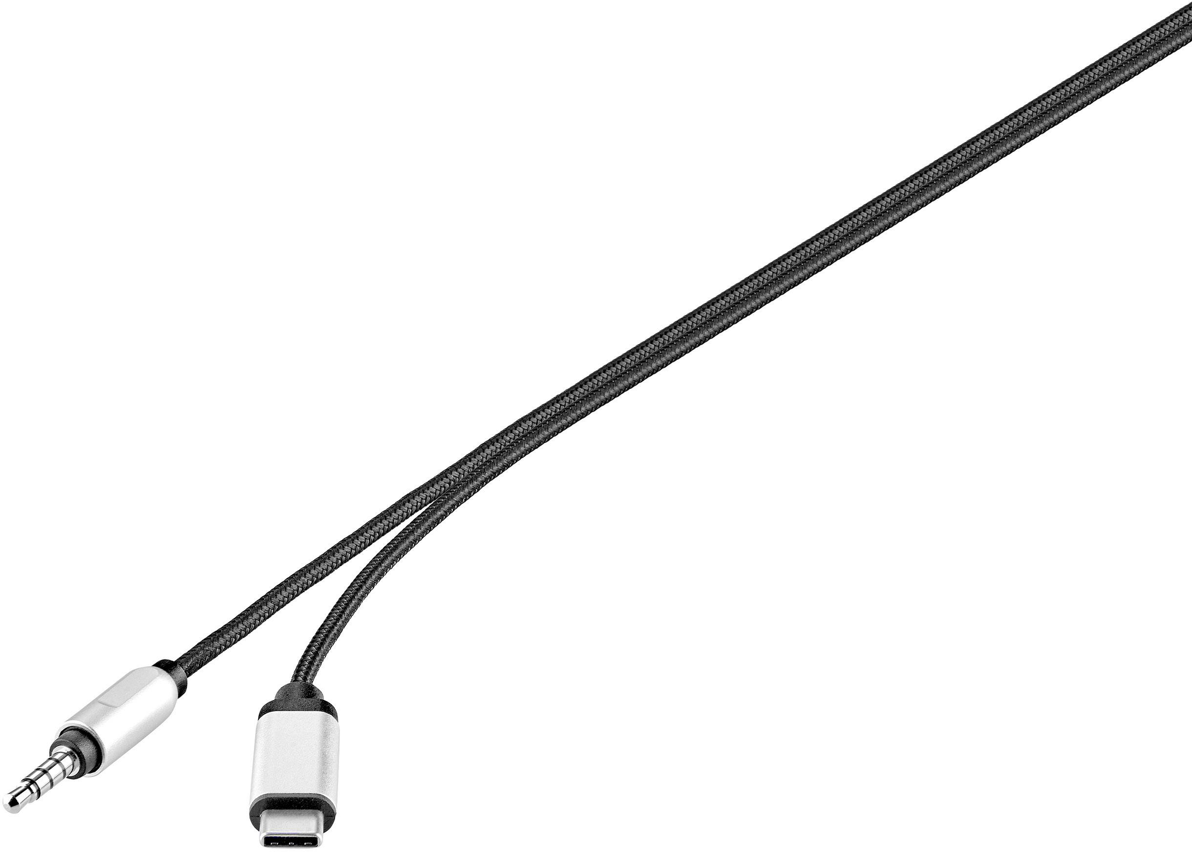 Renkforce RF-3432030 USB / Klinke Audio Anschlusskabel [1x USB-C® Stecker - 1x Klinkenstecker 3.5 mm] 1.20m Schwarz