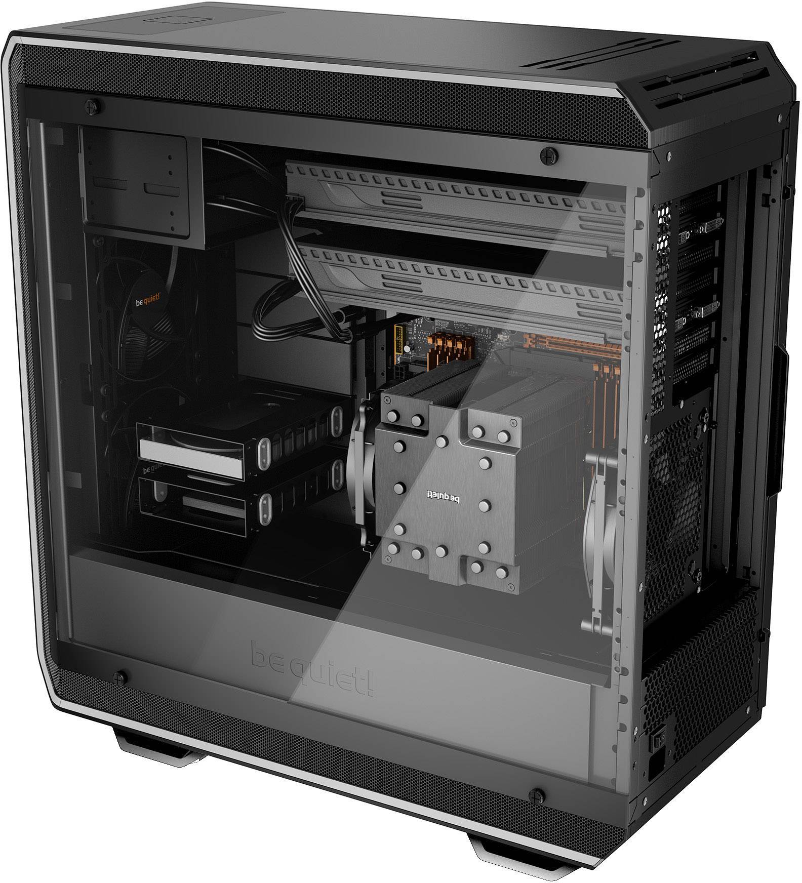 BeQuiet Dark Base Pro 900 Midi-Tower PC-Gehäuse, Gaming-Gehäuse Schwarz, Silber gedämmt, Für AIO Wasserkühlung geeignet, 3 vorinstallierte Lüfte