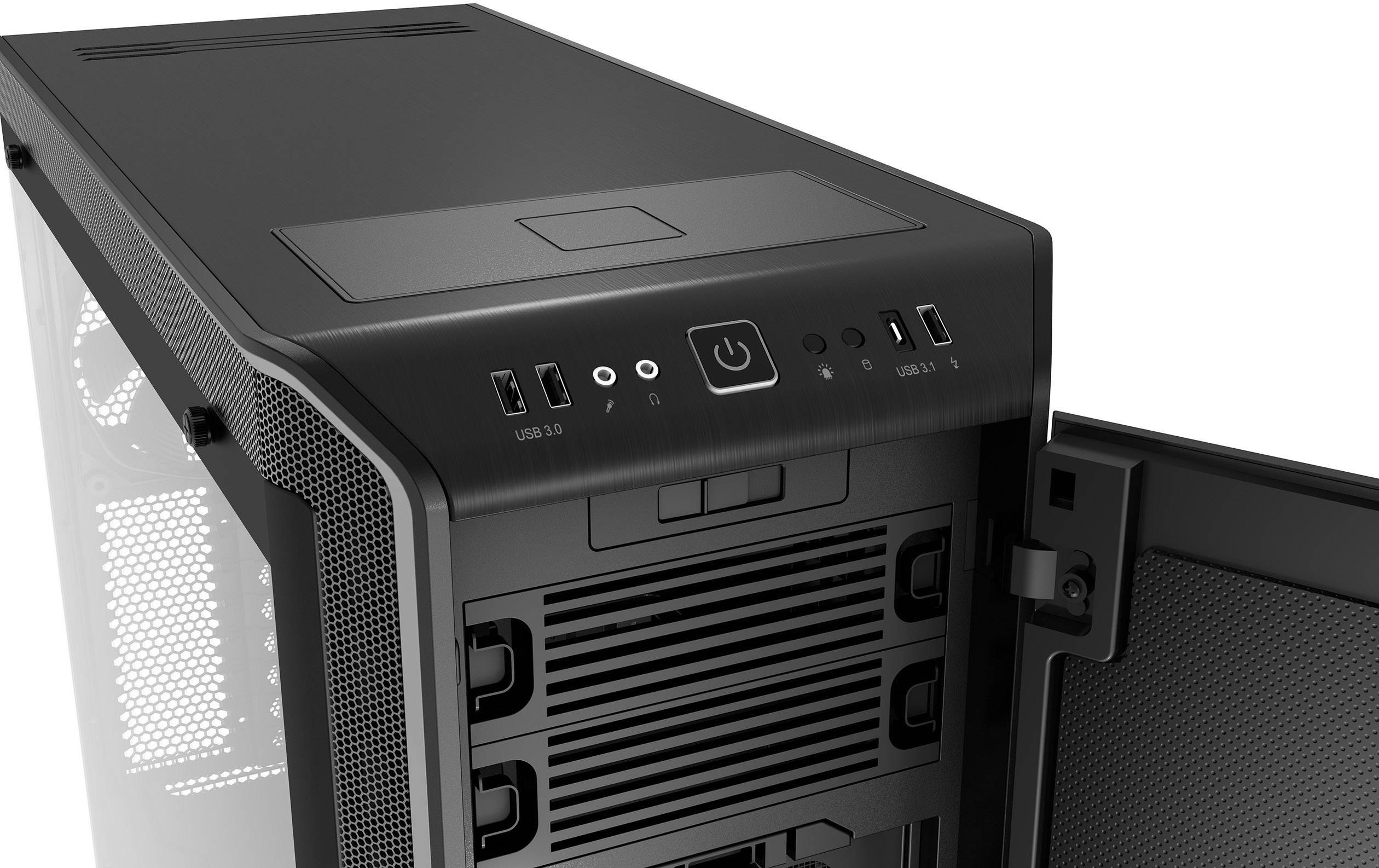 BeQuiet Dark Base Pro 900 Midi-Tower PC-Gehäuse, Gaming-Gehäuse Schwarz, Silber gedämmt, Für AIO Wasserkühlung geeignet, 3 vorinstallierte Lüfte