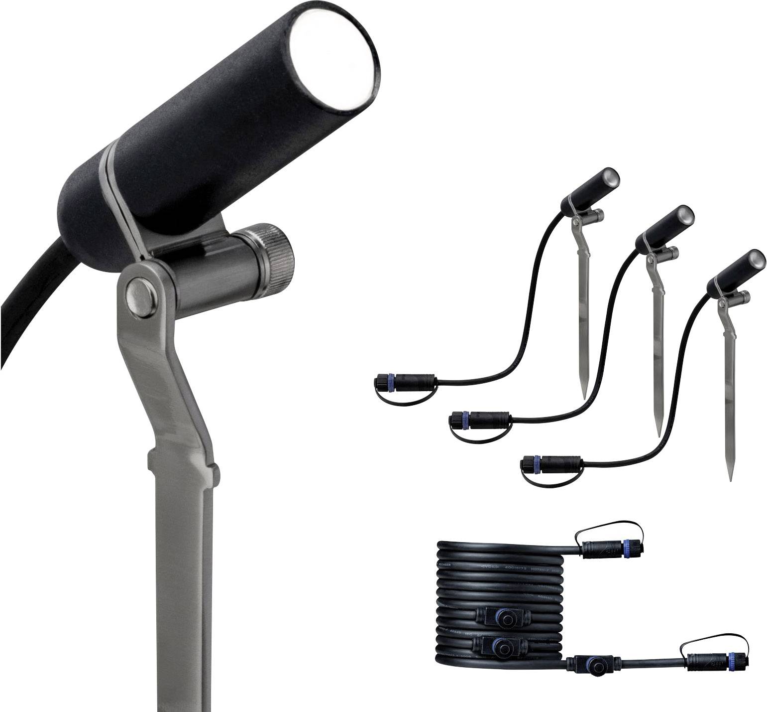Paulmann Plantini 94156 Beleuchtungssystem Plug & Shine LED-Gartenstrahler-Erweiterung 3er Set LED 7.5W Warmweiß Anthrazit
