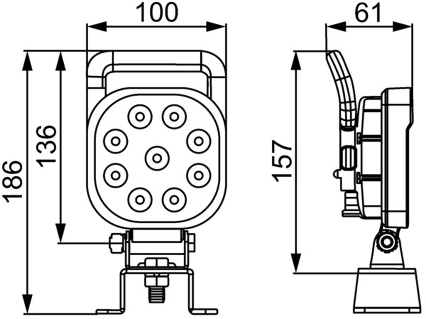 Hella Valuefit Arbeitsscheinwerfer 12 V, 24 V S1500 LED 1GA 357 103-082 Nahfeldausleuchtung (B x H x T) 100 x 186 x 61 mm 1500 lm 6000 K