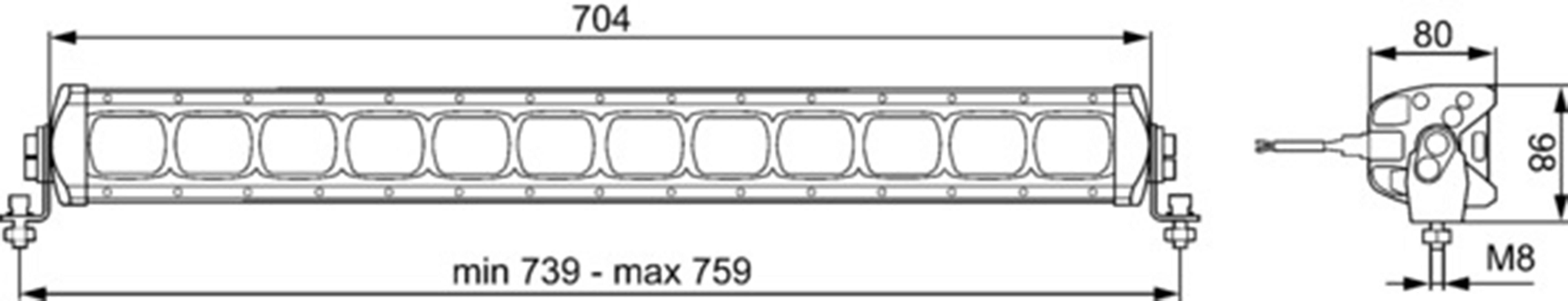 Hella Valuefit Arbeitsscheinwerfer 12 V, 24 V Lightbar LBX-720 LED 1GJ 360 003-002 Weitreichende Ausleuchtung (B x H x T) 739 x 98 x 80 mm 5500 lm